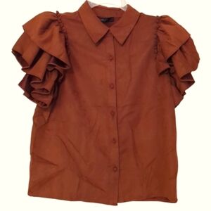 NWT MARC NEW YORK RUFFLE SLEEVE BUTTON FRONT SMALL
